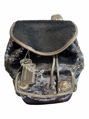 COACH BLUE SEQUIN POPPY BACKPACK (limited edition)